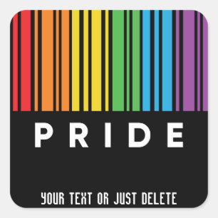Customizable Pride Rainbow Barcode LGBTQIA+ Square Sticker