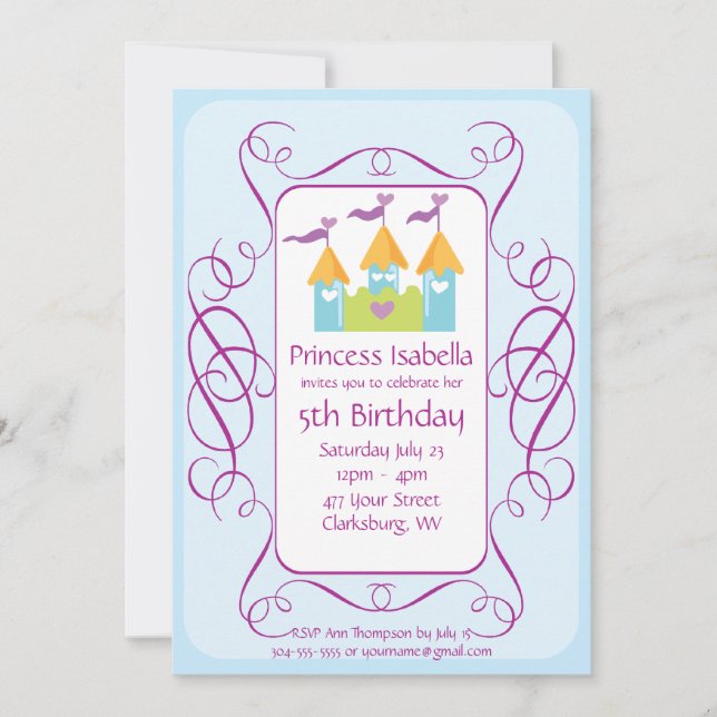 Customizable Princess Birthday Party Invitation (Front)