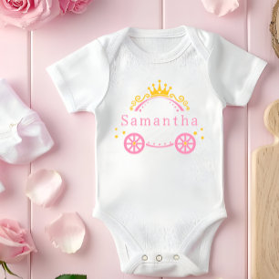 Customizable Princess Carriage Design Baby Bodysuit