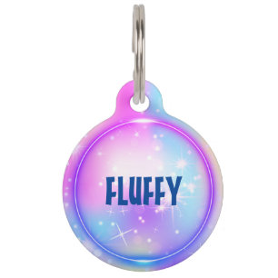 Customizable princess pink blue neon pet tag