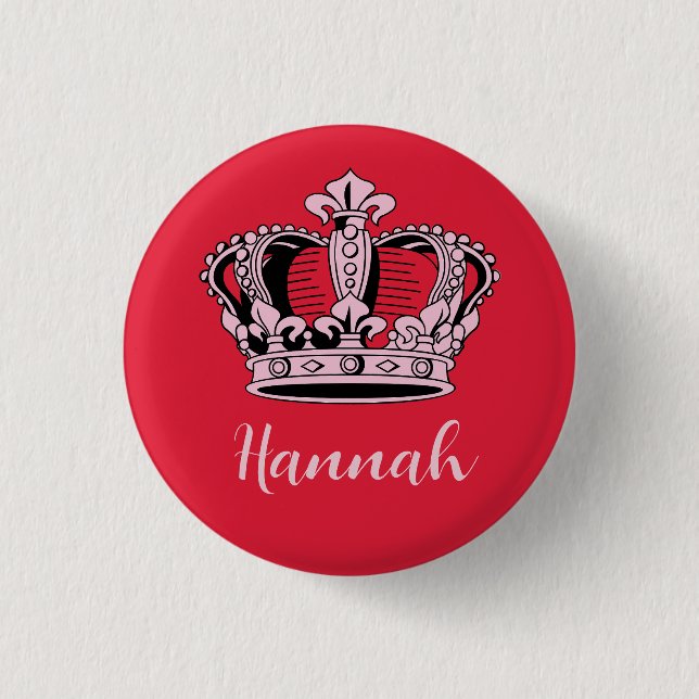 Customizable Princess Queen Crown 1 Inch Round Button (Front)
