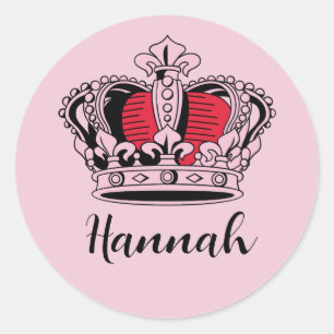 Customizable Princess Queen Crown Classic Round Sticker