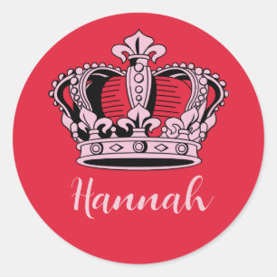 Customizable Princess Queen Crown Classic Round Sticker