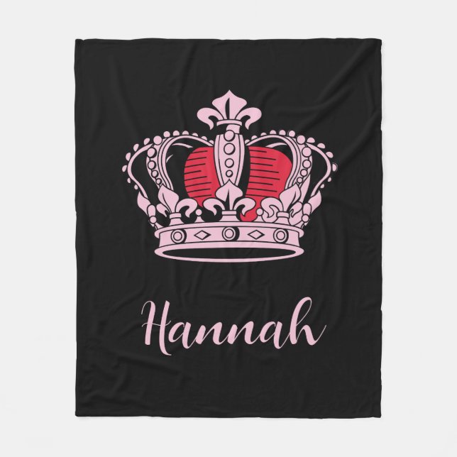 Customizable Princess Queen Crown Fleece Blanket (Front)
