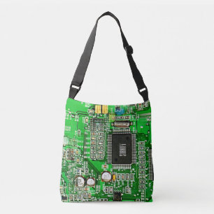 Customizable Printed Circuit Board - Green Geeky Crossbody Bag