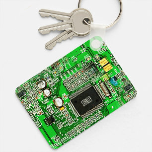 Customizable Printed Circuit Board - Green Geeky Keychain