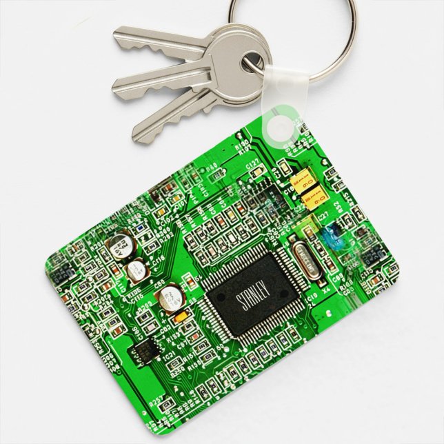 Customizable Printed Circuit Board - Green Geeky Keychain (Creator Uploaded)