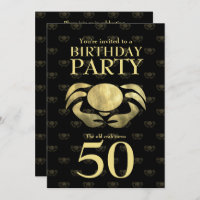 Customizable Printed Rustic Gold Crab Birthday