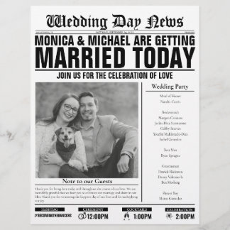 Customizable Printed Wedding Newspaper Program