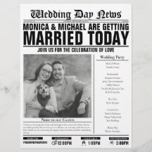 Customizable Printed Wedding Newspaper Program