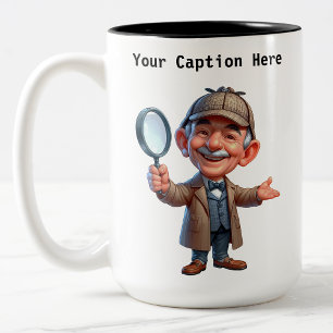 Customizable Private Investigator Cartoon Mystery  Two-Tone Coffee Mug