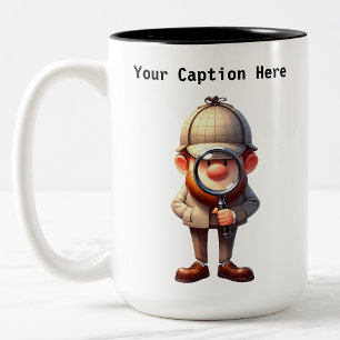 Customizable Private Investigator Cartoon Mystery Two-Tone Coffee Mug