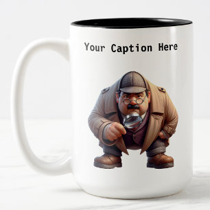 Customizable Private Investigator Cartoon Mystery Two-Tone Coffee Mug