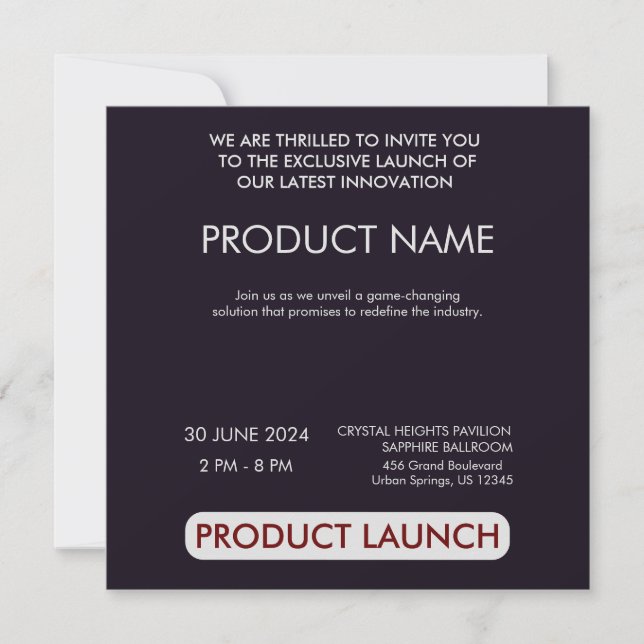Customizable Product Launch Event, Simple  Save The Date (Front)