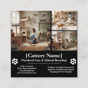 Customizable Professional Cattery and Cat Breeder Square Business Card