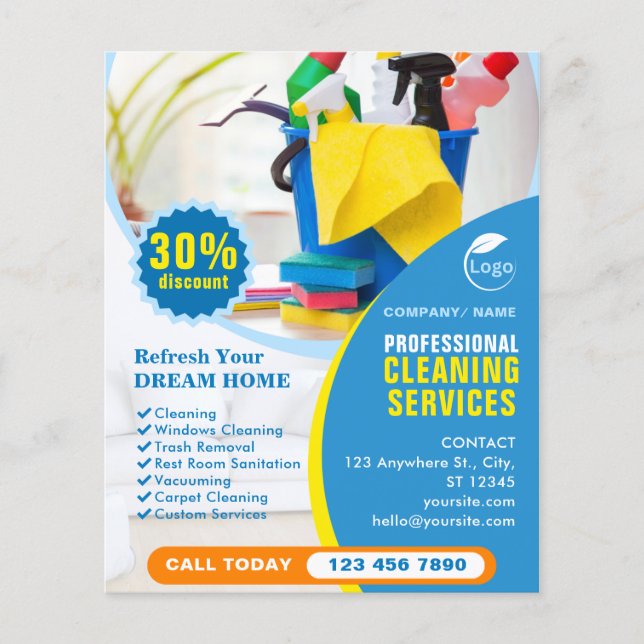 Customizable Professional Cleaning Services  Flyer (Front)