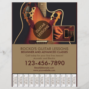 Customizable professional guitar lesson flyers