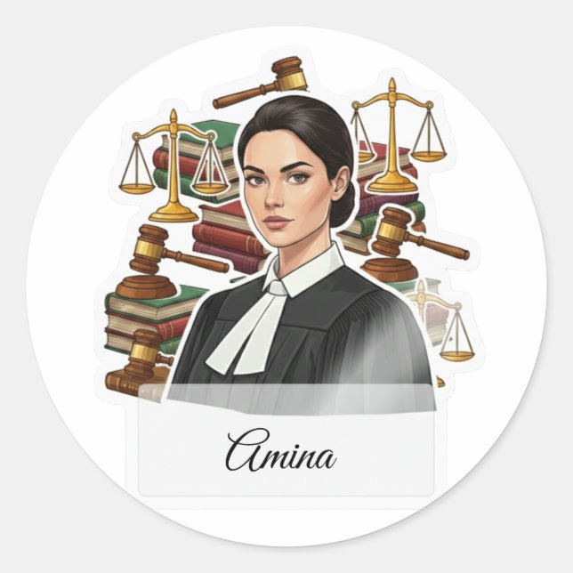 Customizable Professional Lawyer Sticker with Name (Front)