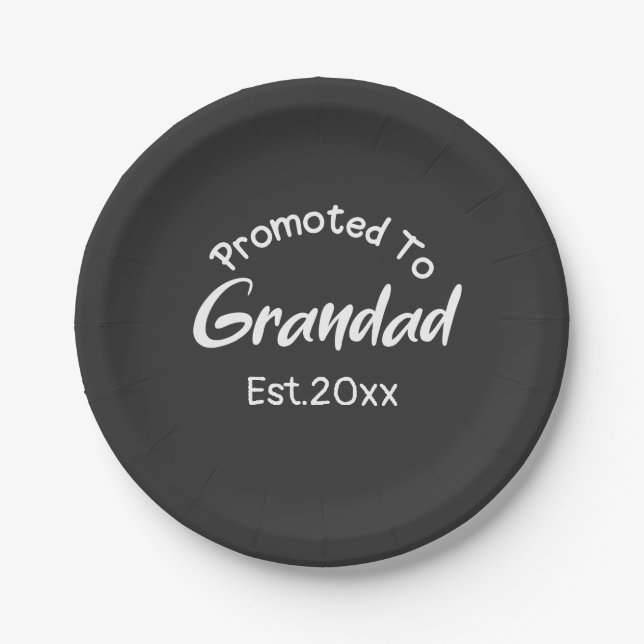 Customizable Promoted to Grandad Paper Plate (Front)