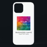 Customizable Promotional Business Logo Template iPhone 12 Case<br><div class="desc">Upload Your Company Business Logo Here Customizable Modern Elegant Minimalist Template White Phone Cases & Accessories / iPhone Cases / Barely There Style Apple iPhone 12 Case.</div>