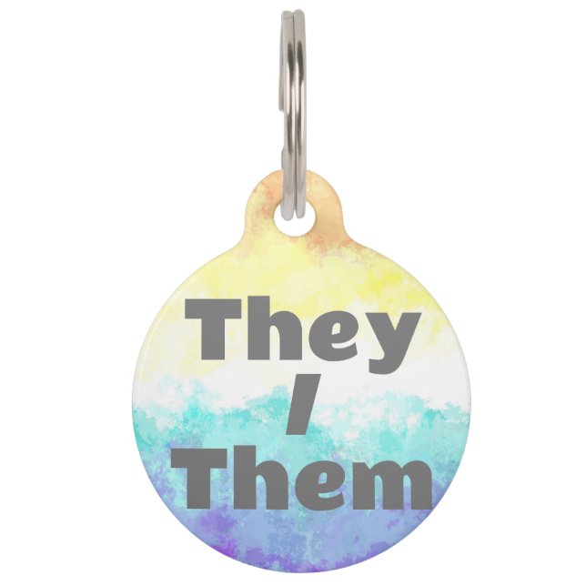 Customizable Pronoun Boho Genderfaun Pride Flag Pet Tag (Front)