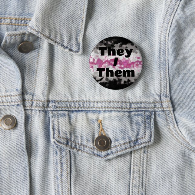 Customizable Pronoun Boho Librafeminine Pride Flag 2 Inch Round Button (In Situ)