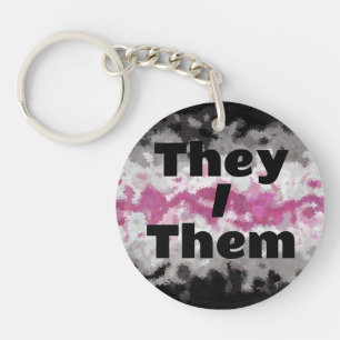 Customizable Pronoun Boho Librafeminine Pride Flag Keychain