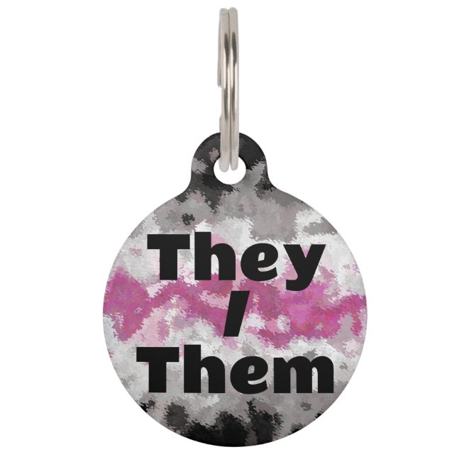 Customizable Pronoun Boho Librafeminine Pride Flag Pet Tag (Front)