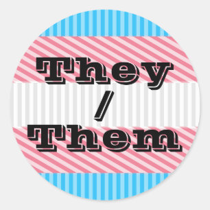 Customizable Pronoun Boho Stripe Transgender Pride Classic Round Sticker