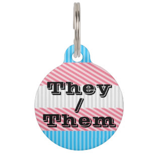 Customizable Pronoun Boho Stripe Transgender Pride Pet Tag
