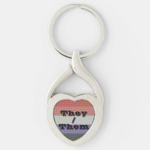 Customizable Pronoun Cupioromantic Pride Flag Keychain