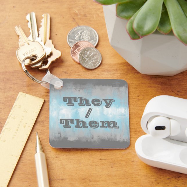 Customizable Pronoun Demiboy Pride Flag Keychain (Desk)
