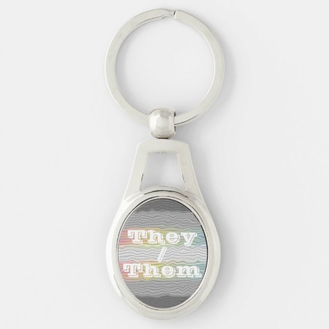 Customizable Pronoun Demifluid Pride Flag  Keychain (Front)