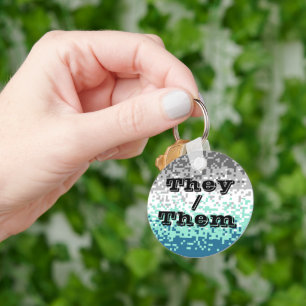 Customizable Pronoun Frayromantic Pride Flag Keychain