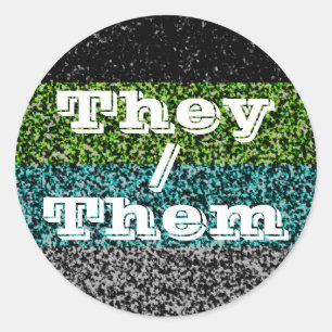 Customizable Pronoun Funky Quoiromantic Pride Flag Classic Round Sticker