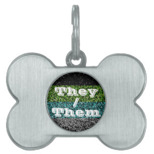 Customizable Pronoun Funky Quoiromantic Pride Flag Pet ID Tag