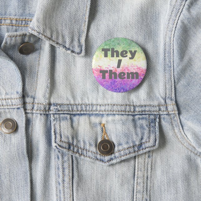 Customizable Pronoun Genderdoe Pride Flag      2 Inch Round Button (In Situ)