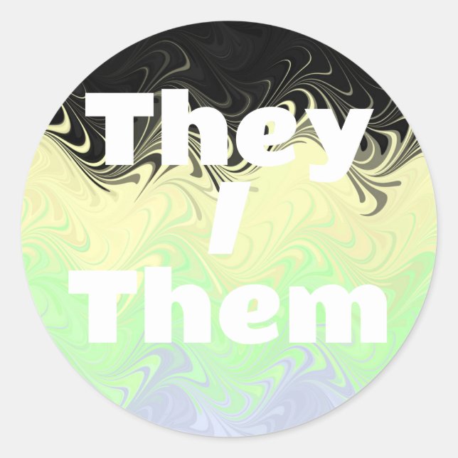 Customizable Pronoun Groovy Cassgender Pride Flag Classic Round Sticker (Front)