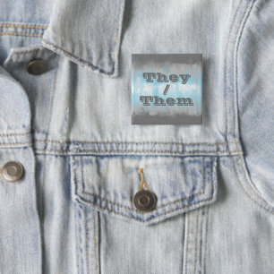 Customizable Pronoun Grungy Demiboy Pride Flag 2 Inch Square Button