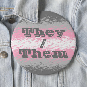 Customizable Pronoun Grungy Demigirl Pride Flag 6 Inch Round Button