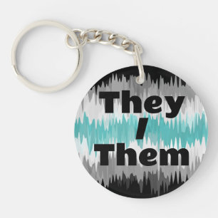 Customizable Pronoun Libramasculine Pride Flag Keychain