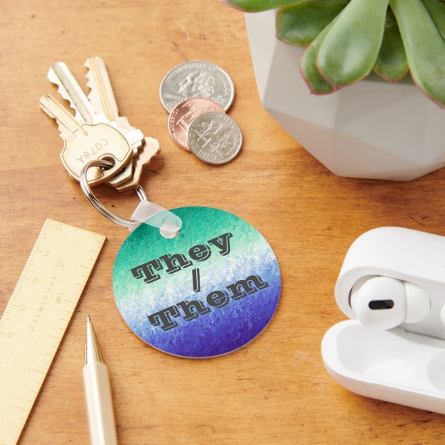 Customizable Pronoun MLM Men Loving Men Pride Flag Keychain (Desk)