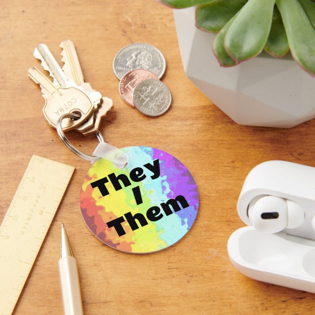 Customizable Pronoun Neurogender    Pride Flag   Keychain (Desk)