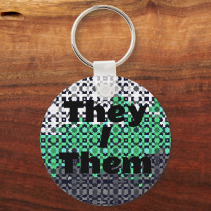 Customizable Pronoun Neutrois  Pride Flag     Keychain