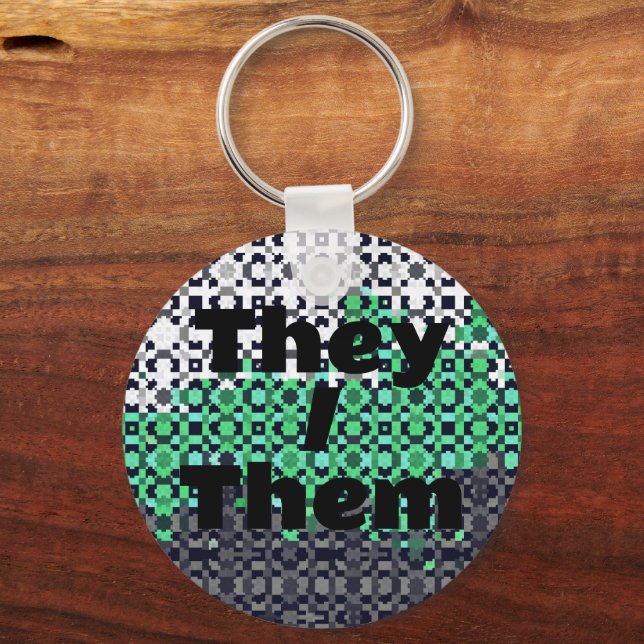 Customizable Pronoun Neutrois  Pride Flag     Keychain (Front)