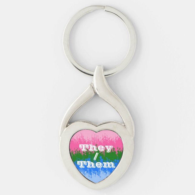 Customizable Pronoun Omniromantic   Pride Flag   Keychain (Front)