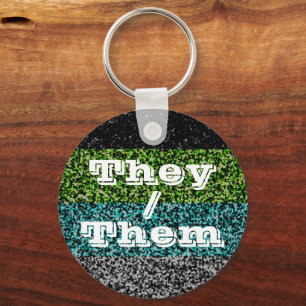 Customizable Pronoun Quioromantic Pride Flag Keychain
