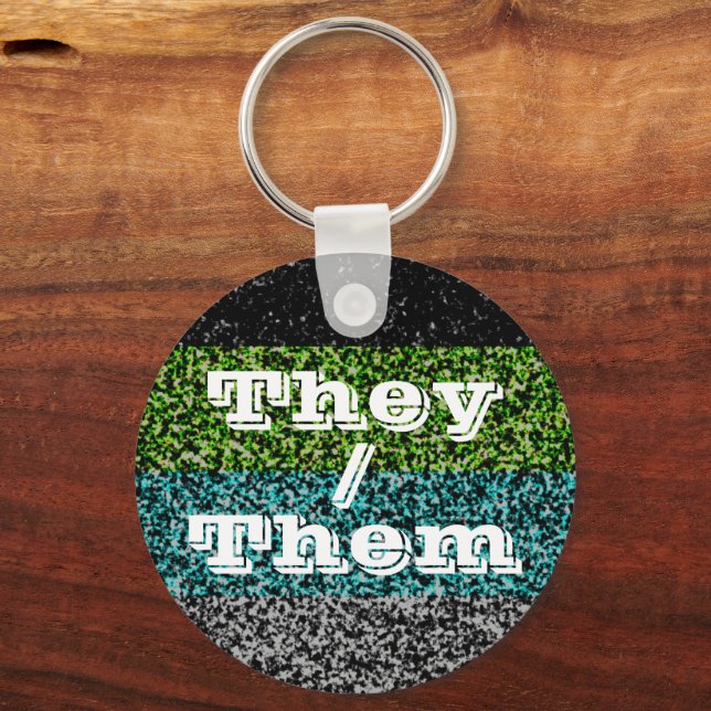 Customizable Pronoun Quioromantic Pride Flag Keychain (Front)