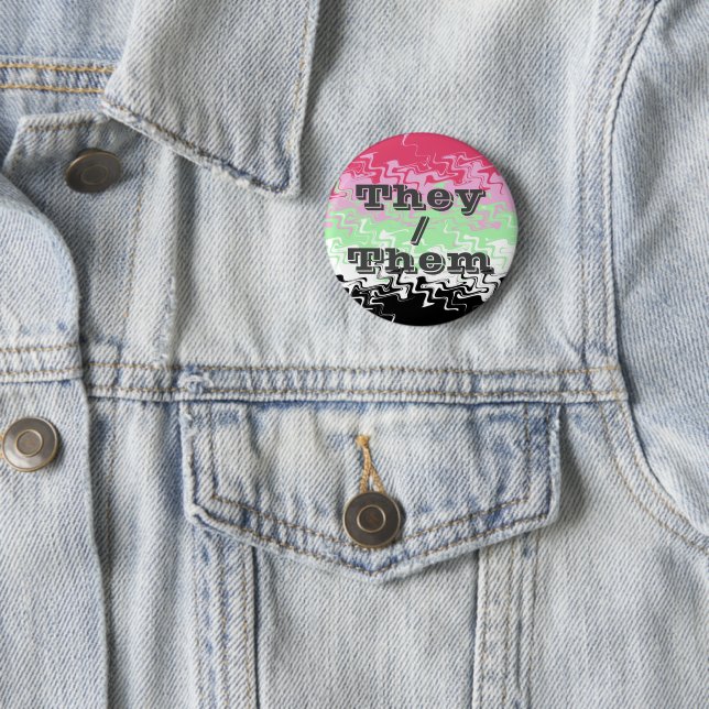 Customizable Pronoun Recipromantic Pride Flag 2 Inch Round Button (In Situ)