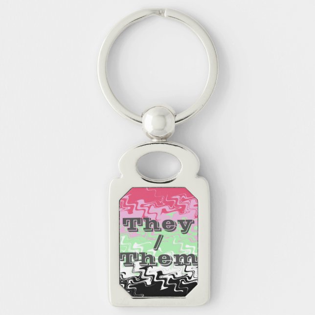 Customizable Pronoun Recipromantic Pride Flag Keychain (Front)